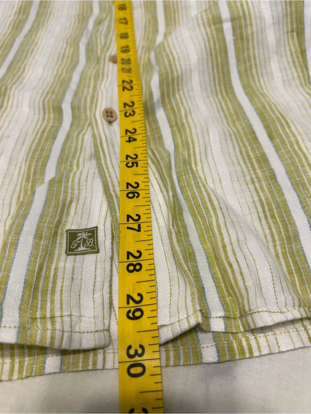 Tommy Bahama Light Green and White Striped Linen-Blend Button Down